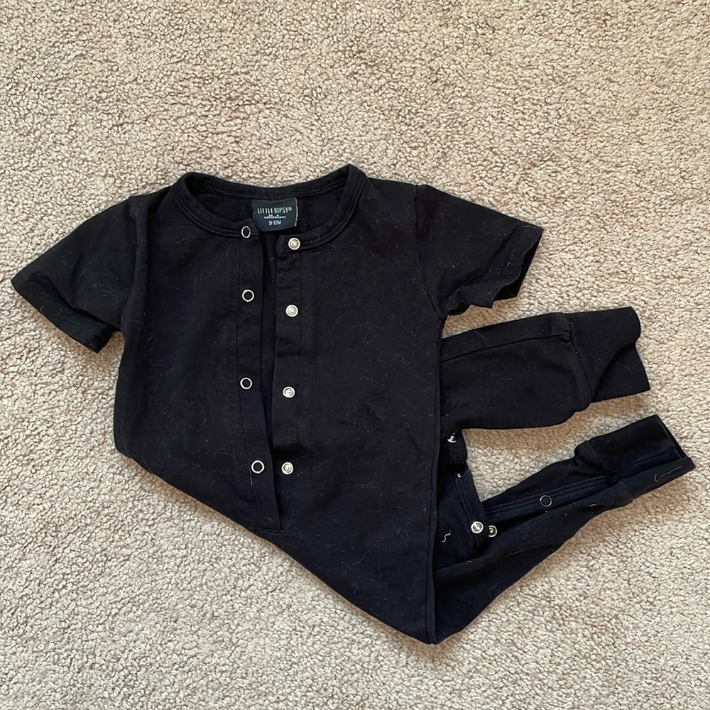 Little bipsy black romper 9-12 months